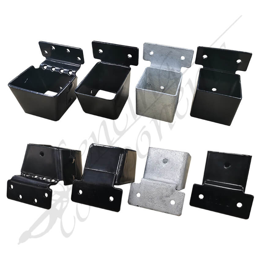 40x40mm Raked Security Bracket Vertical Hot Dip Gal (Black)(VB) - Style 2