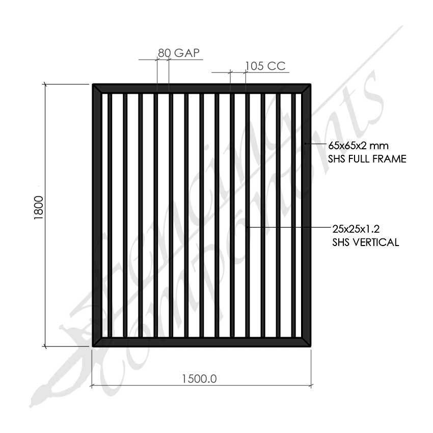 Steel Security Flat Top Pedestrian Gate HVY (Gap 80, CD105) DET SCHOOL SPEC - Zinc Primer HD - Satin Black