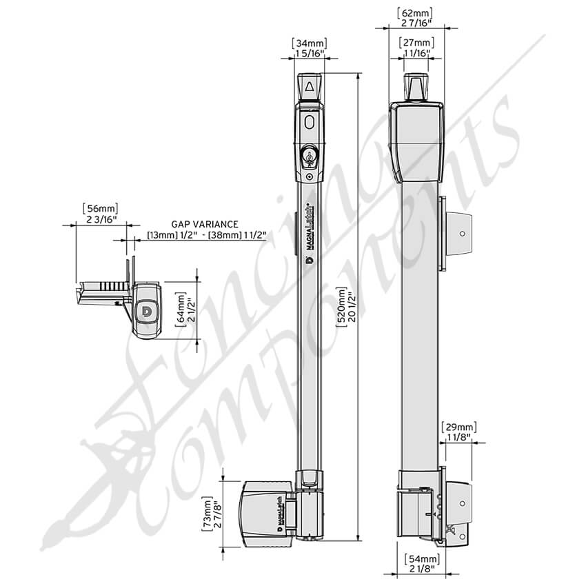 D&D MagnaLatch Pool 3 Series with Self Closing Hinges Set