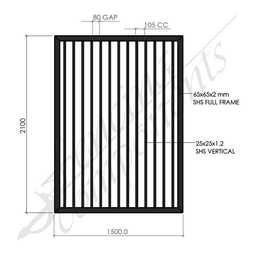 Steel Security Flat Top Pedestrian Gate HVY (Gap 80, CD105) DET SCHOOL SPEC - Zinc Primer HD - Satin Black