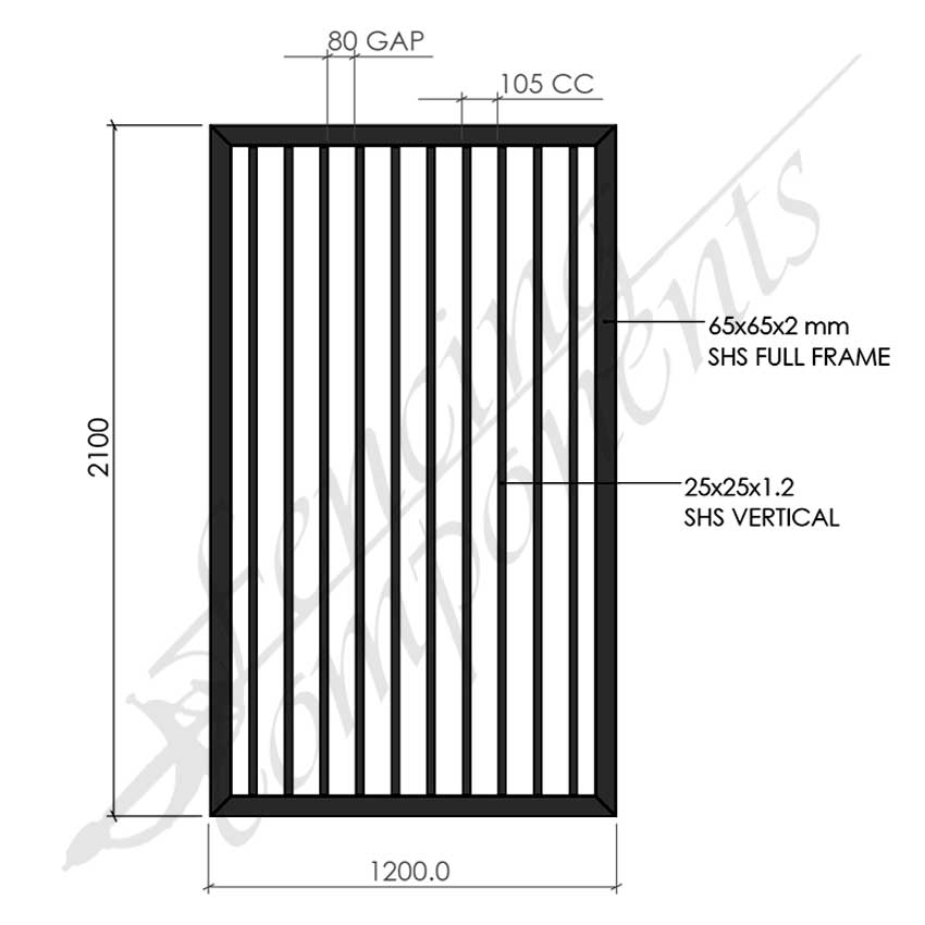 Steel Security Flat Top Pedestrian Gate HVY (Gap 80, CD105) DET SCHOOL SPEC - Zinc Primer HD - Satin Black