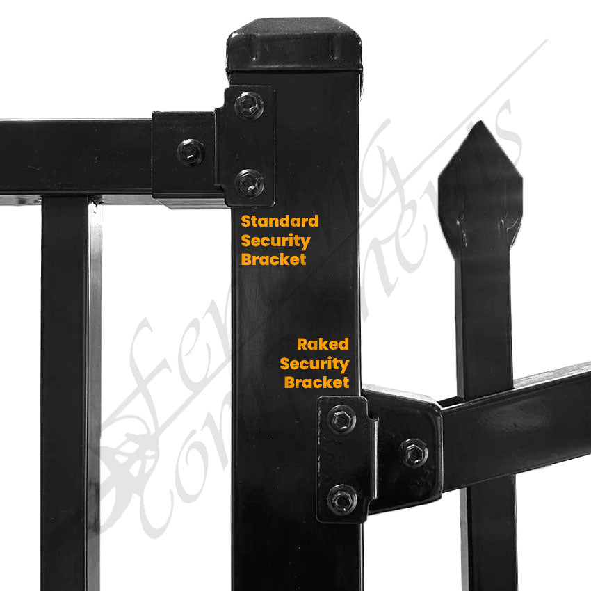 40x40mm Raked Security Bracket Vertical Hot Dip Gal (Black)(VB) - Style 2