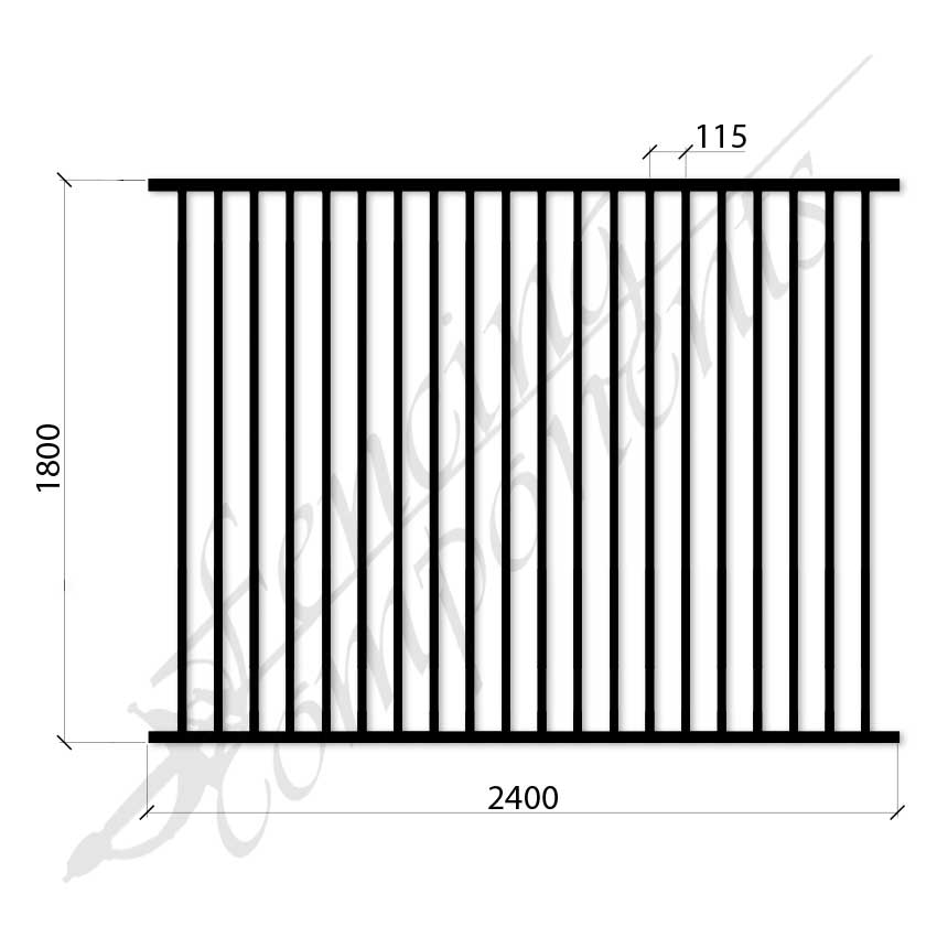Steel Security Flat Top Pedestrian Panel (Gap 90, CC115) DET SCHOOL SPEC - Zinc Primer HD - Satin Black