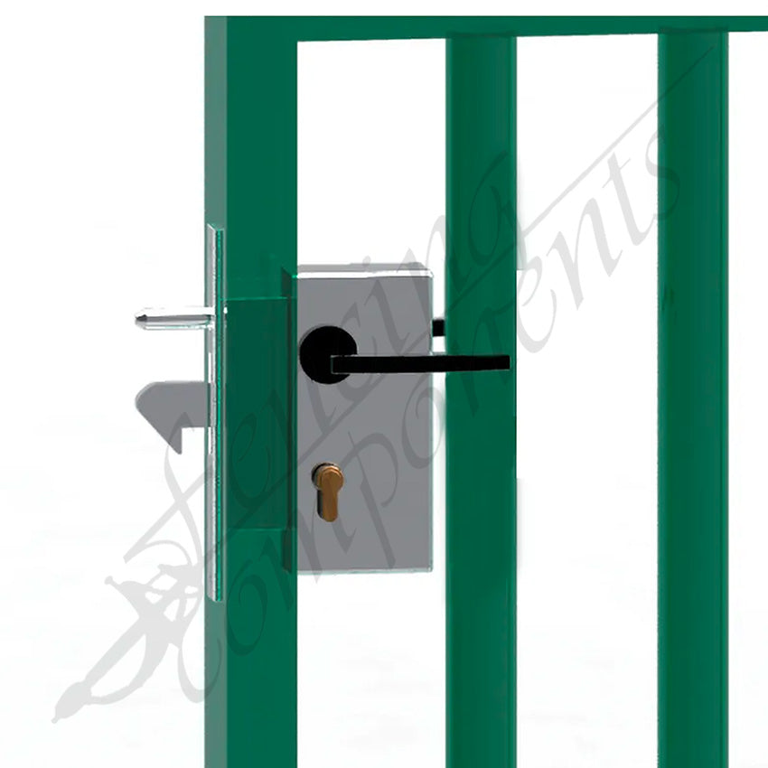 IBFM Sliding Gate Beak Lock for 50x50mm Gate Frame - Complete Kit w/ Key