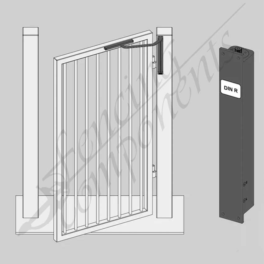 D&D Assa Abloy SlimLine® Hydraulic, Vertical Gate Closer - Self Closing, Adjustable Speed