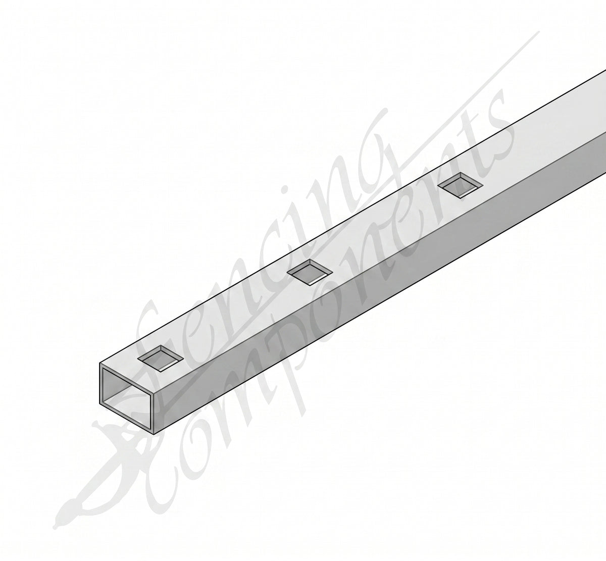 38x25mm Aluminium Punched Rail - 19SQ
