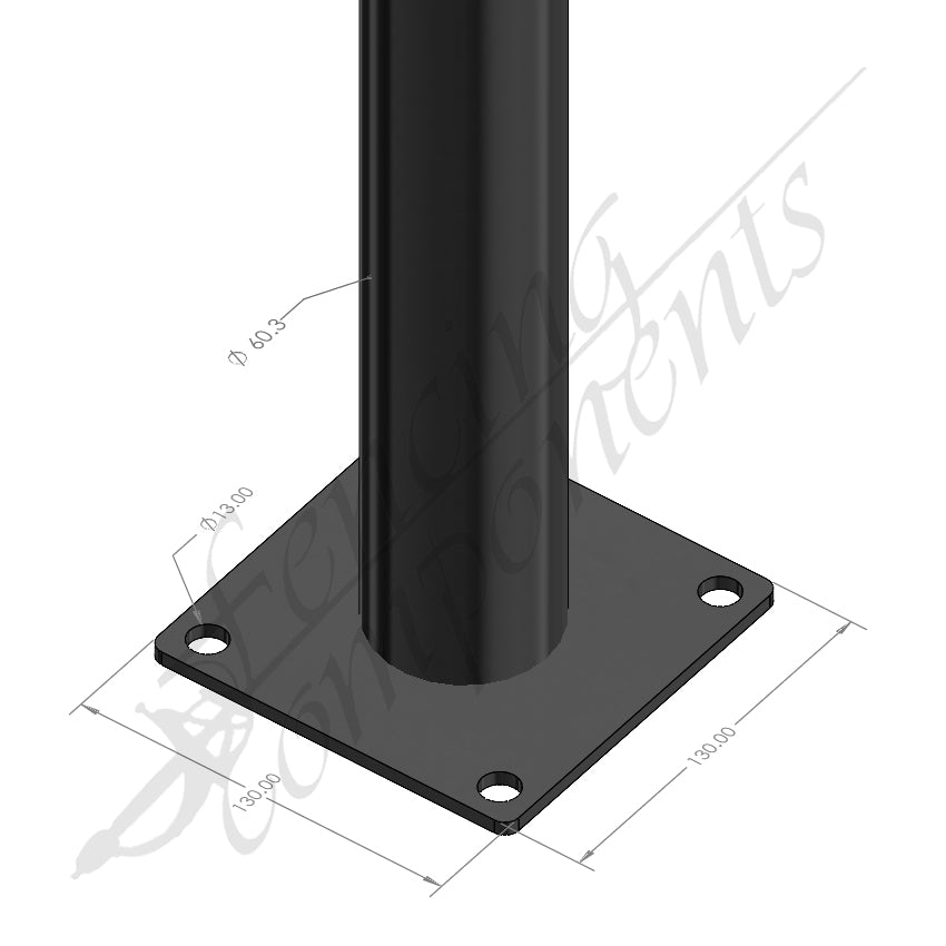 Base Plated Steel CHS Round Tube Pipe 50NB/60.3mm - 2500mmL (3.6mm MED)