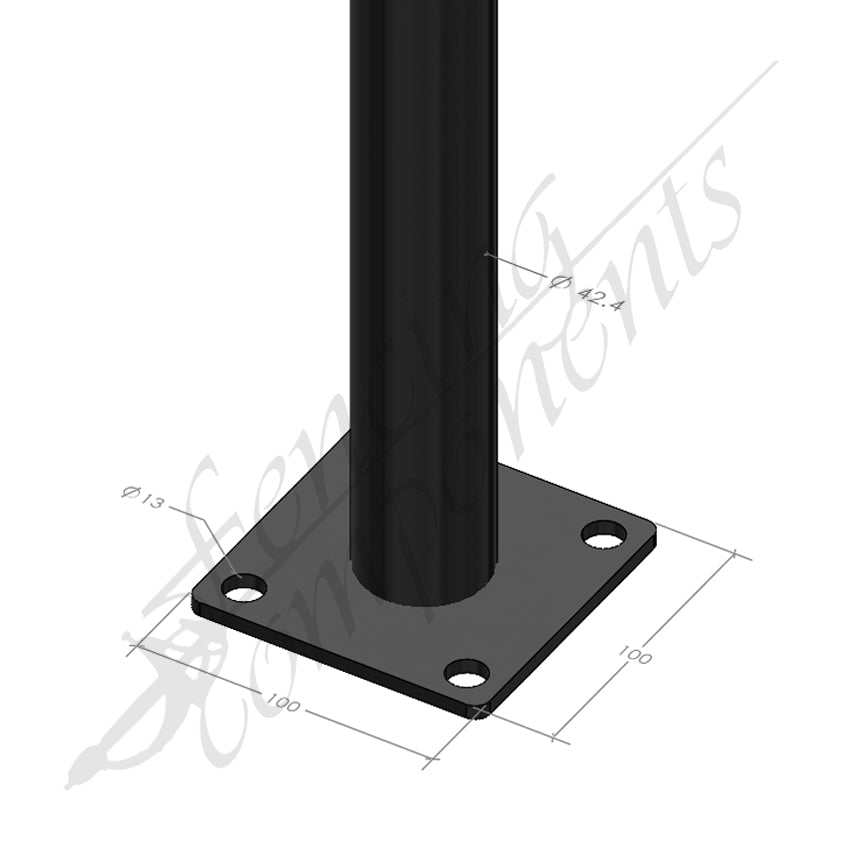 Base Plated Steel CHS Round Tube Pipe 32NB/42.4mm - 2500mmL (3.2mm MED)