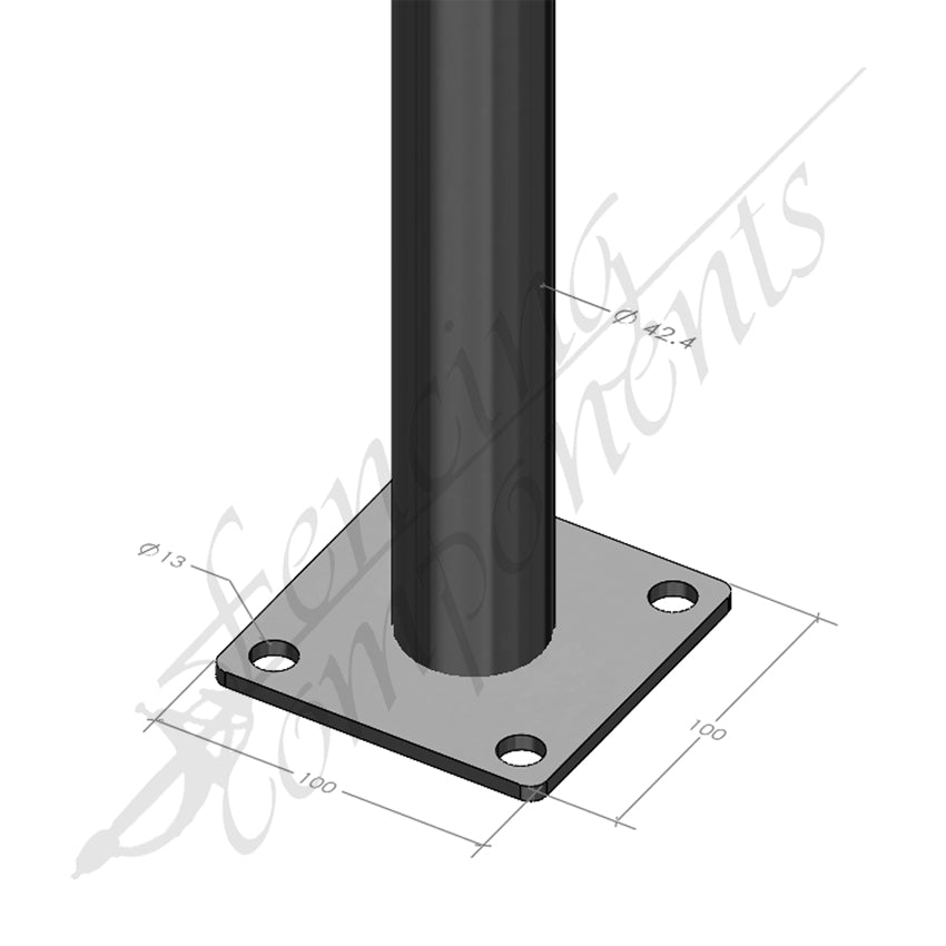 Base Plated Steel CHS Round Tube Pipe 32NB/42.4mm - 2500mmL (3.2mm MED)