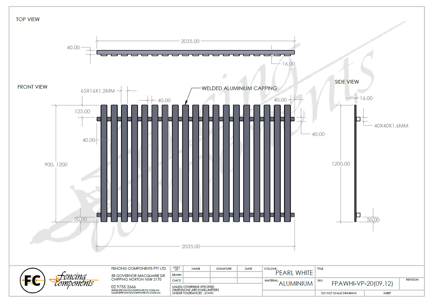 Aluminium Vertical Picket Panels & Gates - Pearl White