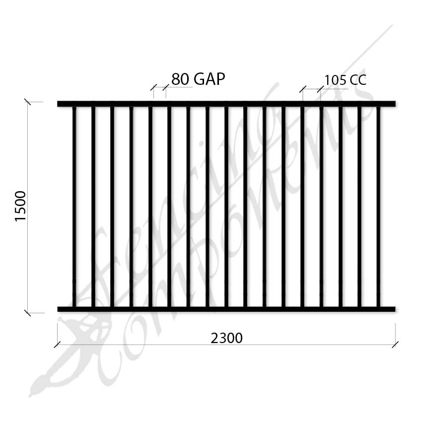 Steel Security Flat Top Childcare Pedestrian Panel (Gap 80, CC105) DET SCHOOL SPEC - Zinc Primer HD - Satin Black