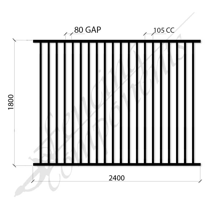 Steel Security Flat Top Childcare Pedestrian Panel (Gap 80, CC105) DET SCHOOL SPEC - Zinc Primer HD - Satin Black
