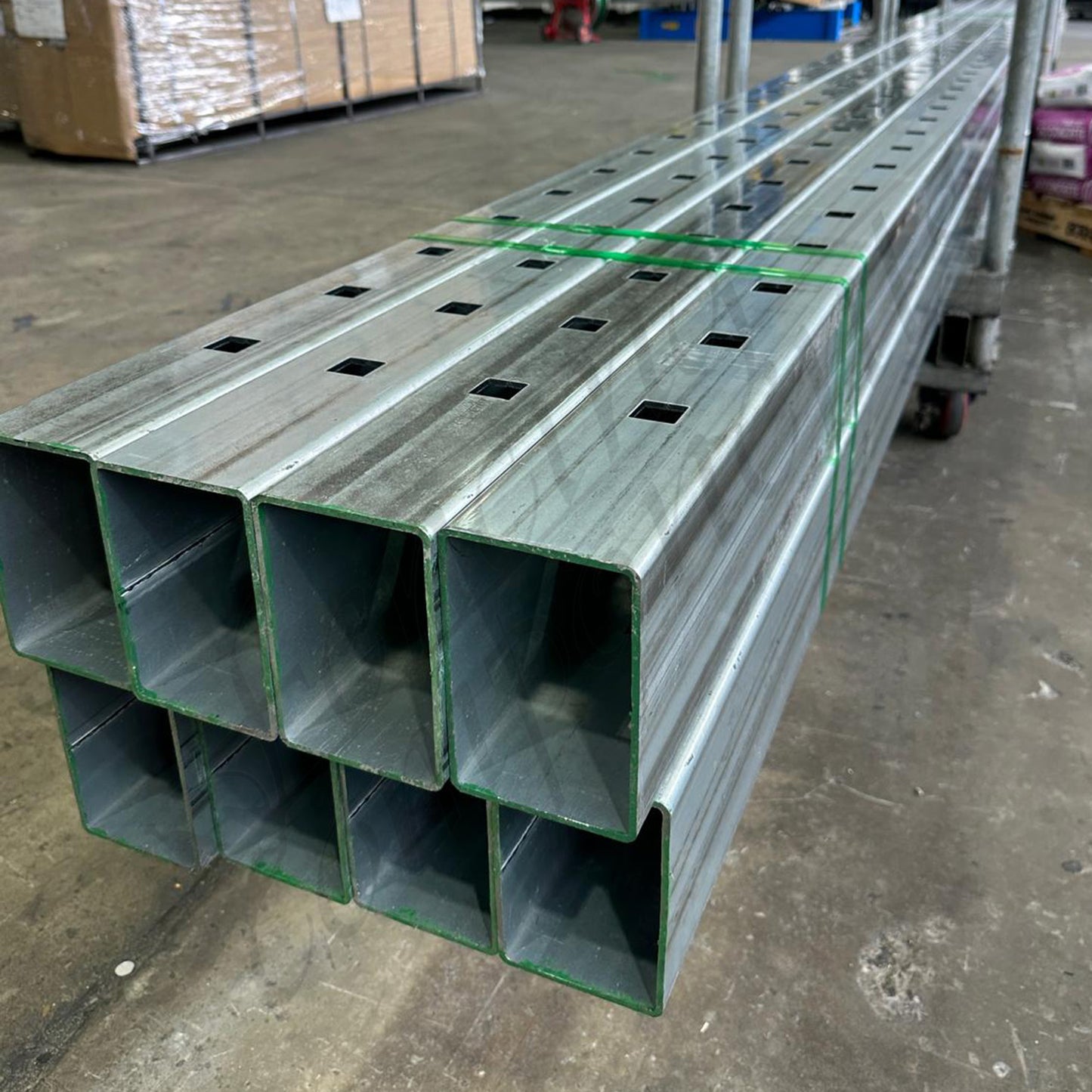 150x100mm Gal Punched Rail - 4mm (25SQ - 135mm Centres - 7800mm Laser)(Single)