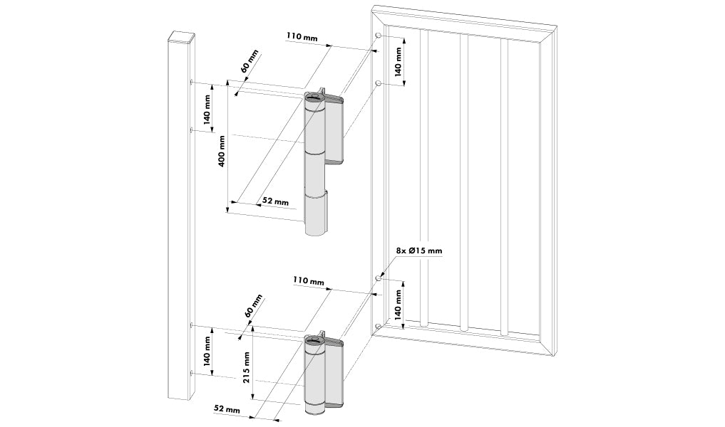 LOCINOX MAMMOTH180HD-9005 Hydraulic 180° Closer & Hinge 200kg