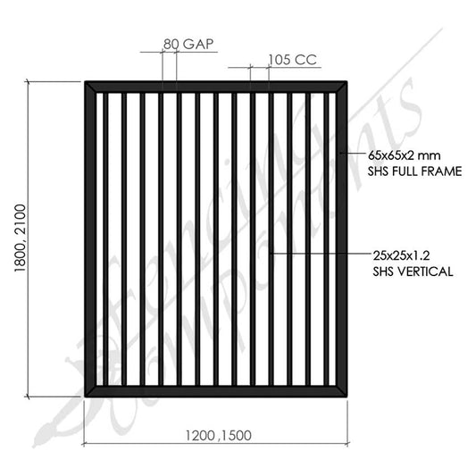 Steel Security Flat Top Pedestrian Gate HVY (Gap 80, CD105) DET SCHOOL SPEC - Zinc Primer HD - Satin Black