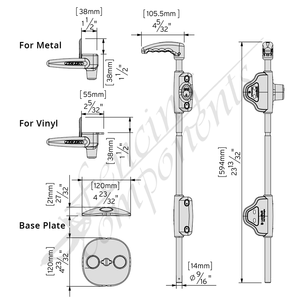 D&D LokkBolt Lockable Drop Bolt 450mm x