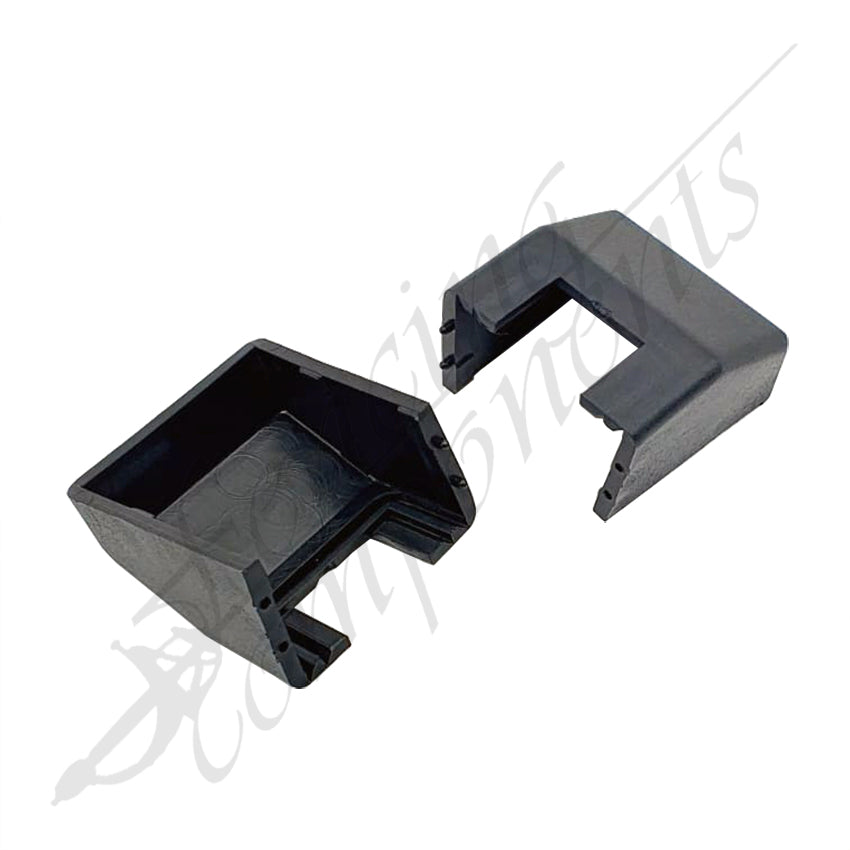 2 Piece Rectangular Adjustable Plastic Post Base Hole Cover for 40x40mm 50x50mm (Black)