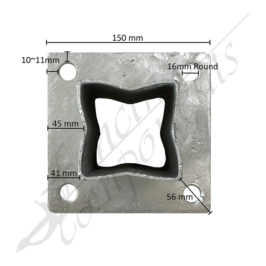 Internal Post Bracket Base 75x75mm HDG