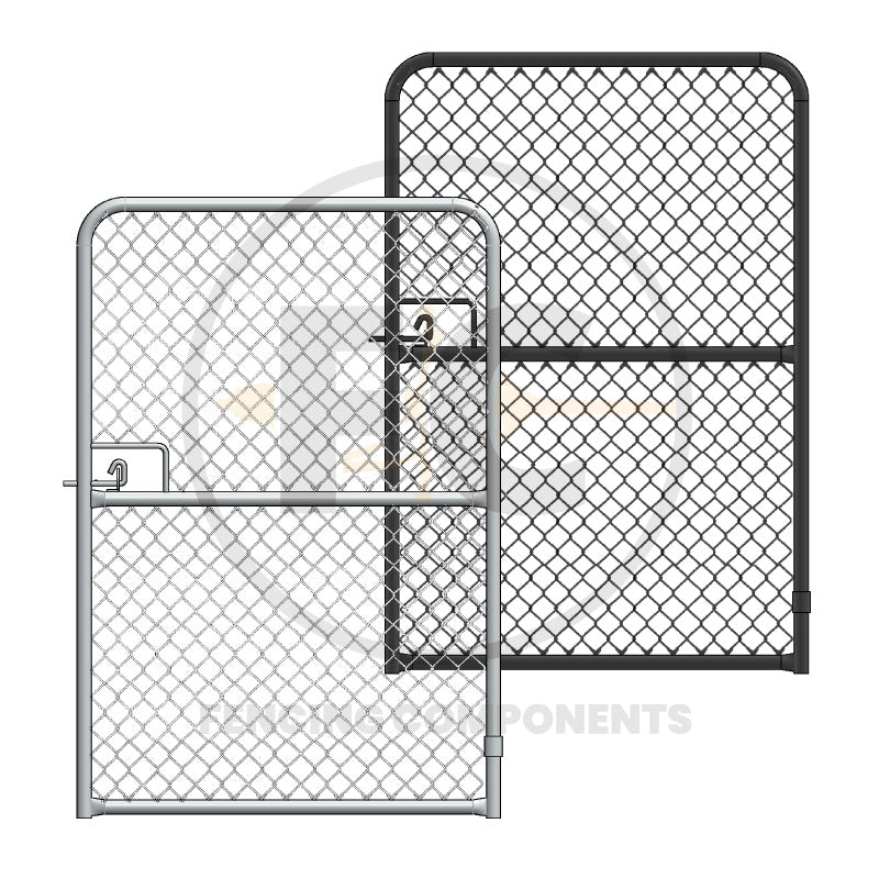 Galvanised and black PVC coated chain link gates with 50mm diamond mesh