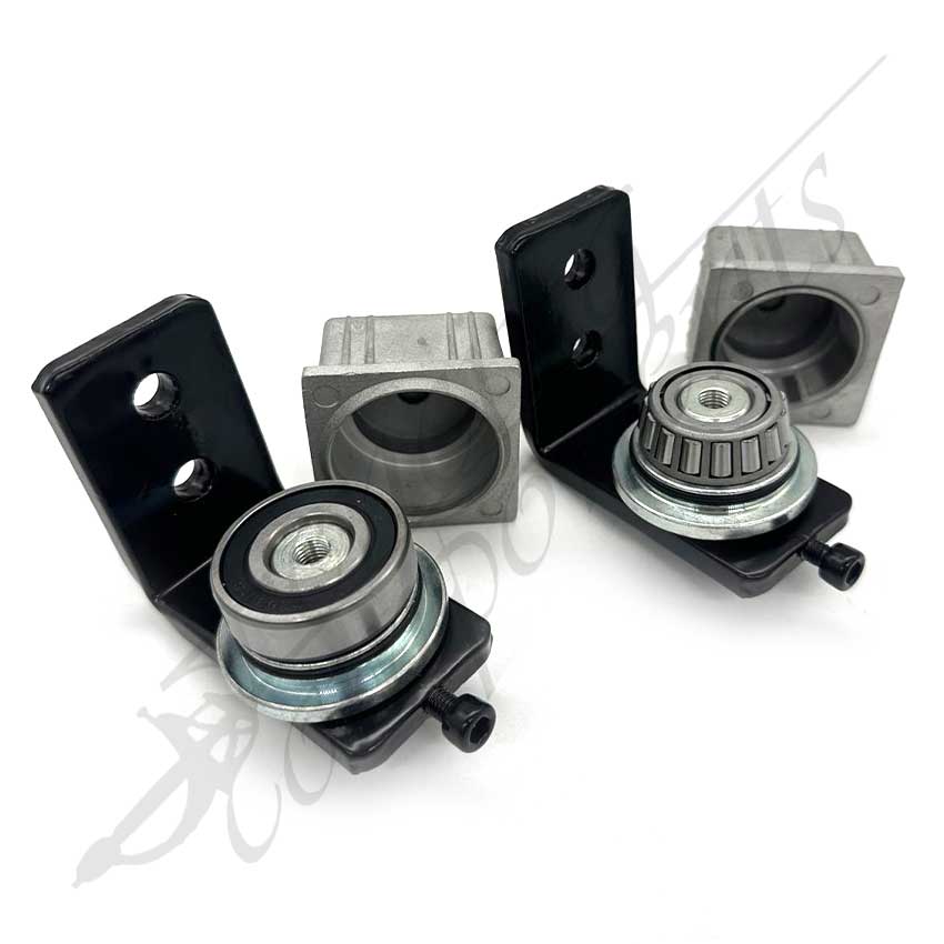 Ball Bearing Swing Gate Punch In Hinges for SHS Square - Aluminium w/ Black Bracket [PAIR]
