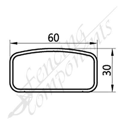 Handrail - Rectangular - 60x30mm - 6.5m Long