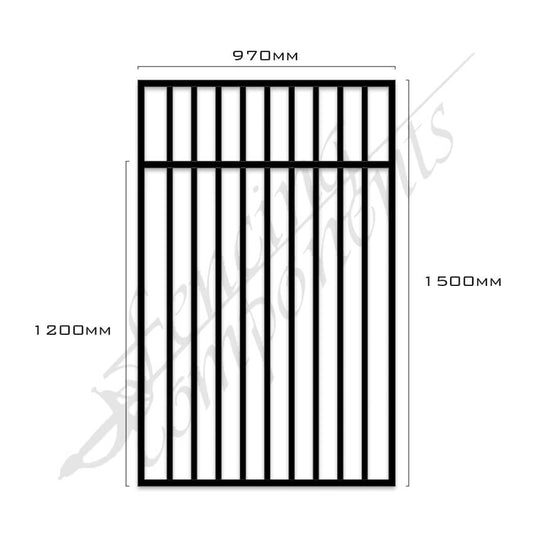 Aluminium Flat Top Gate - Pool Certified - 1500H x 970W (Satin Black)