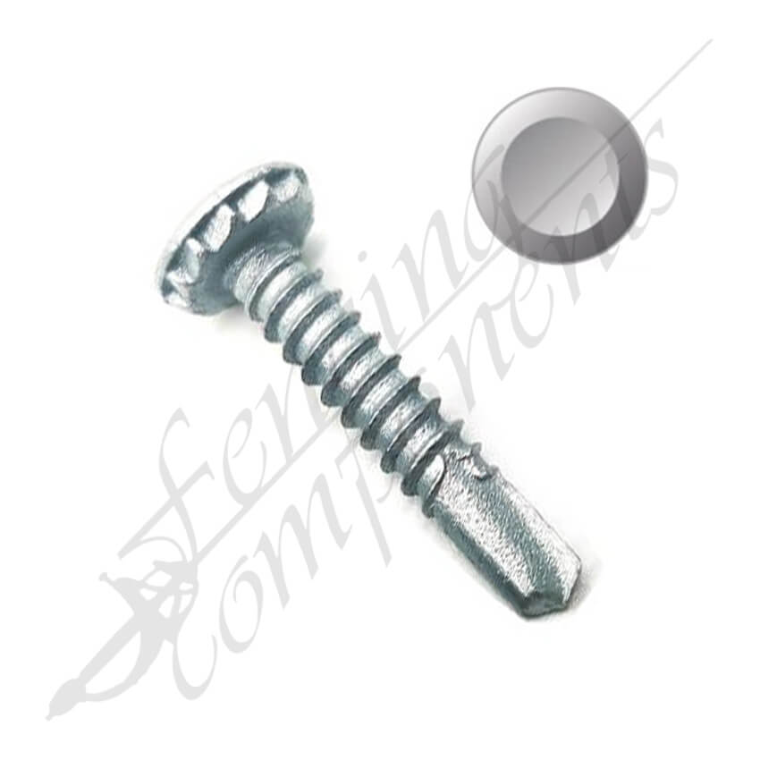 Irius 12G x 28mm galvanised self-drilling security screws with low-profile ribbed flat heads