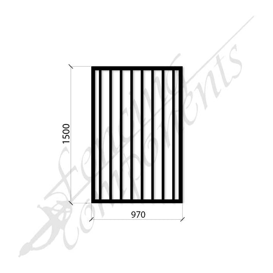 Clearance Item_Steel Security Flat Top Pedestrian Gate (Gap 90, CD115) DET SCHOOL SPEC - Zinc Primer HD - Satin Black (1500H x 970W)