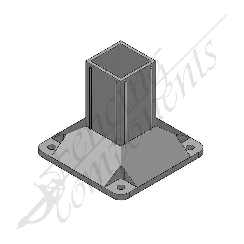 Internal Post Bracket Base 50x50mm Aluminium