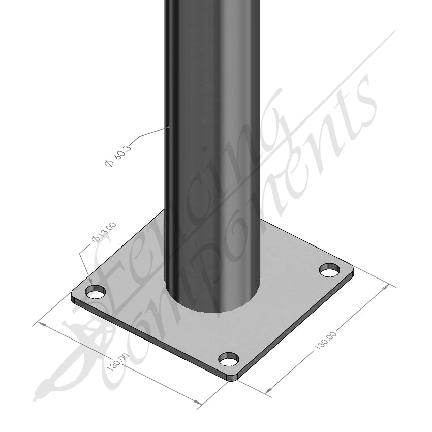 Base Plated Steel CHS Round Tube Pipe 50NB/60.3mm - 2500mmL (3.6mm MED)