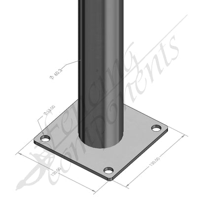 Base Plated Steel CHS Round Tube Pipe 50NB/60.3mm - 2500mmL (3.6mm MED)