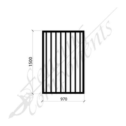 Steel Security Flat Top Pedestrian Gate (Gap 90, CD115) DET SCHOOL SPEC - Zinc Primer HD - Satin Black