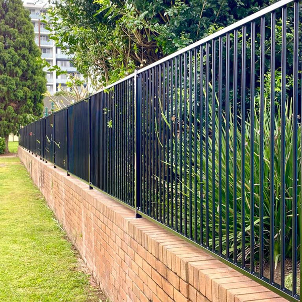 Certified aluminium flat top pool fence panel satin black