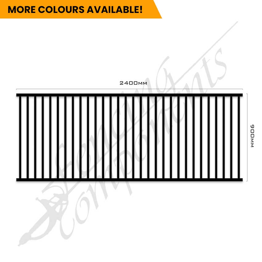 Pool fence panel colour options — Fencing Components powder coat range including green, grey and primrose