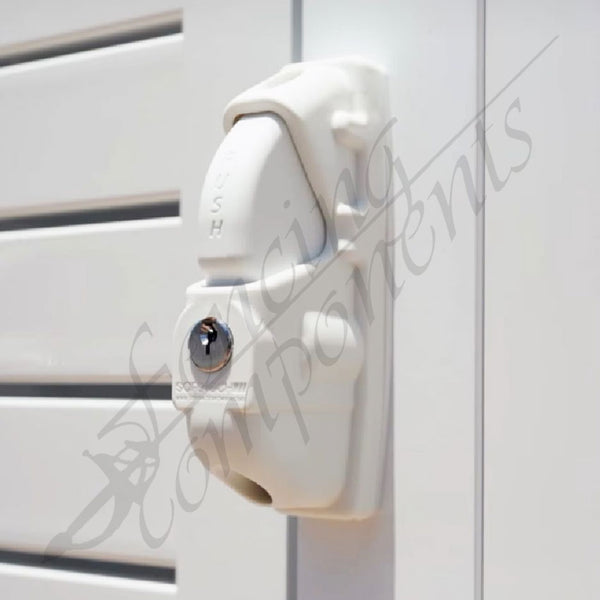 Safetech self-closing gate hinge set white — pool compliant