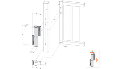 LOCINOX TIGER-9005 Hydraulic 180° Gate Closer & Hinge 75kg
