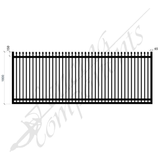 Steel Security Crimp Top Sliding Gate - Satin Black