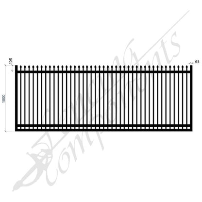 Steel Security Crimp Top Sliding Gate - Satin Black