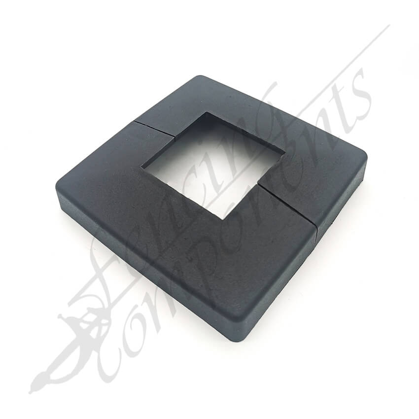 2 Piece Post Base Cover 50x50mm Hole Plastic (Black)