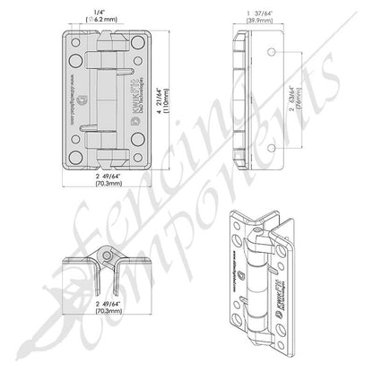 D&D Kwikfit Plain Hinge No Spring - White [PAIR]