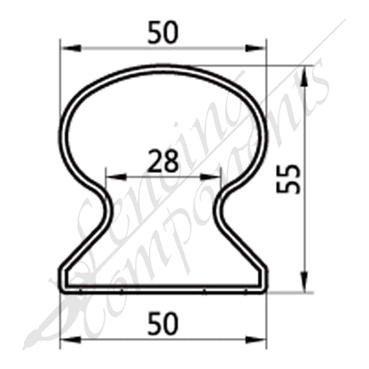 Handrail - Mushroom - 55x50mm 6.5m Long