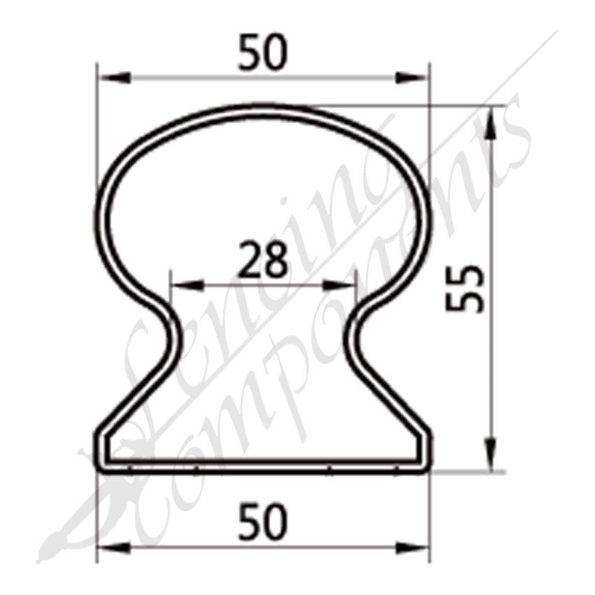 Handrail - Mushroom - 55x50mm 6.5m Long