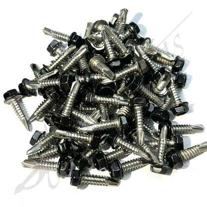 Clearance - #14-14x25 Tek Screw Hex Head - Satin Black (100/Bag)