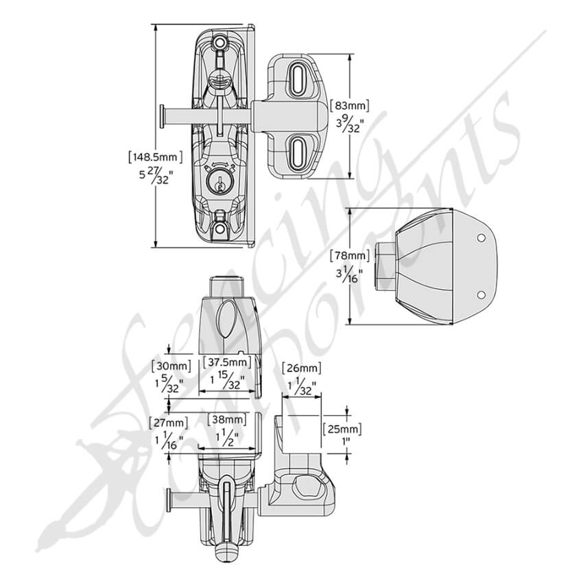 D&amp;D Lokk Fencing Components_Latch Deluxe (Double Sided) - Different Key