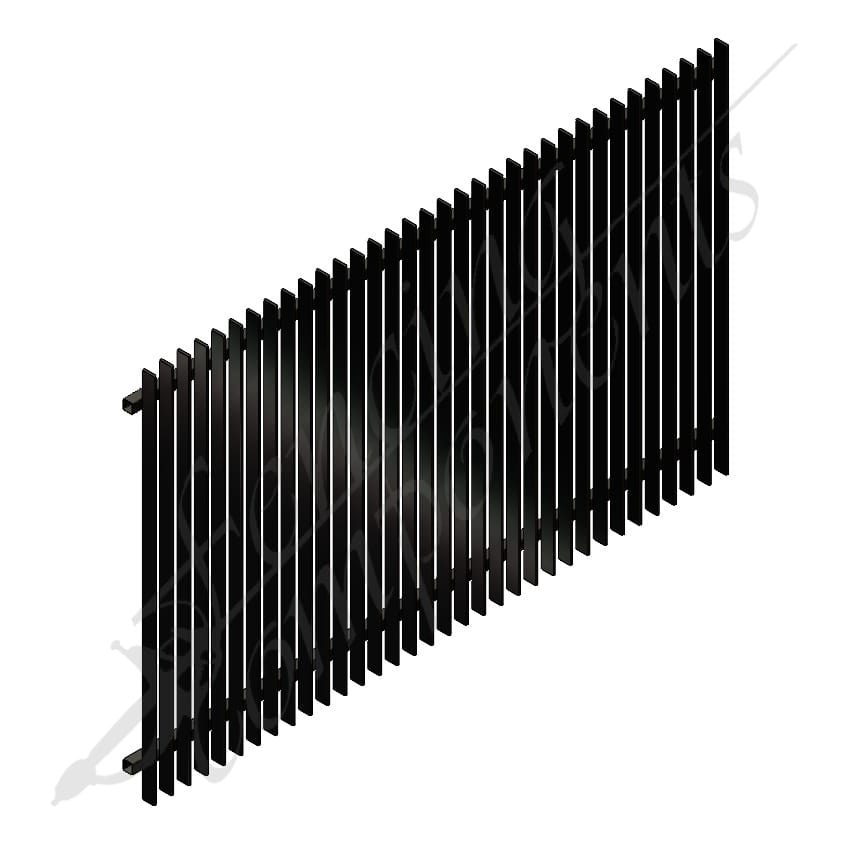 Aluminium Slat 50 Blade Fence Panel - 2400W x 1200H - Black