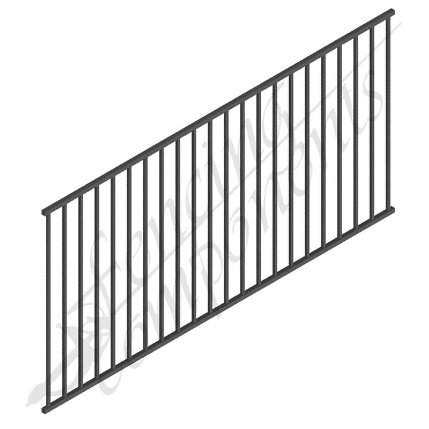 Fencing Components_Steel Railing Panel - Level/Fixed 1790x900H (Texture Black)