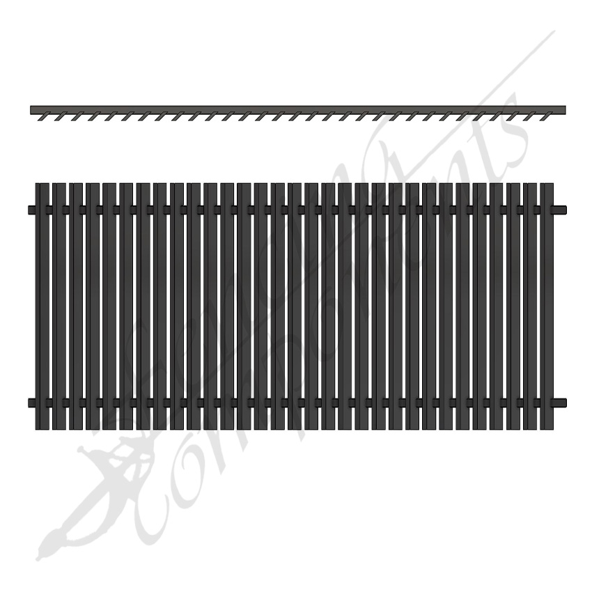 Aluminium Angled Blade Fence Panel - 2400W x 1200H - Monument