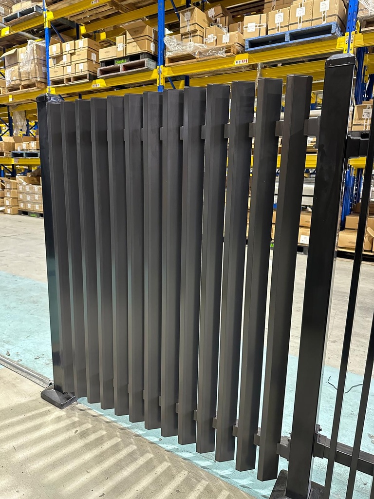 Aluminium 45 Degree Angled Blade Fence Panel - 2400W x 600H - Monument