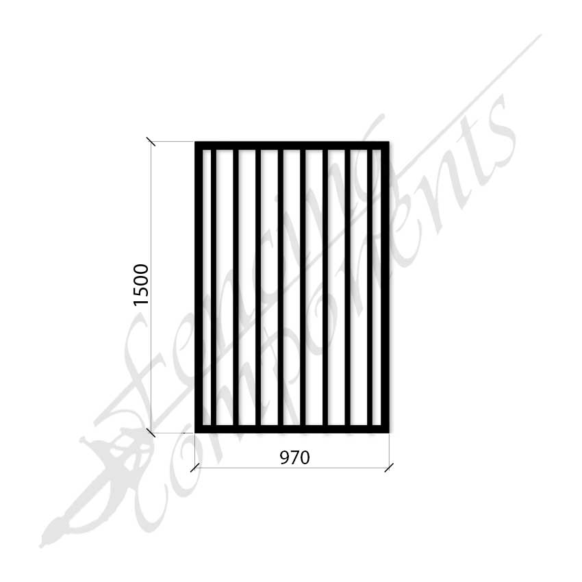 Clearance Item_Steel Security Flat Top Pedestrian Gate (Gap 90, CD115) DET SCHOOL SPEC - Zinc Primer HD - Satin Black (1500H x 970W)