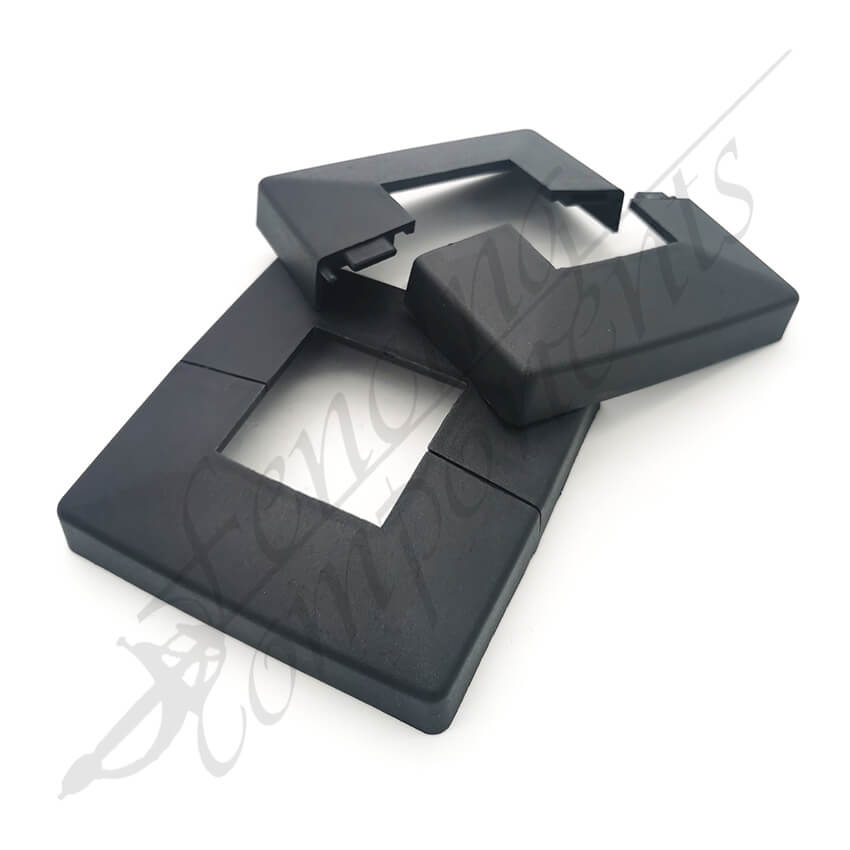 2 Piece Post Base Cover 50x50mm Hole Plastic (Black)